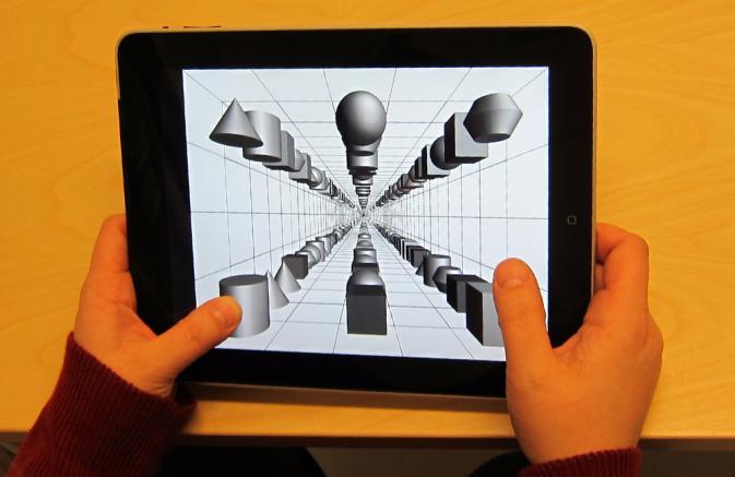 The virtual prototype was developed on a tablet device (9,7") and users were able to adjust the depth levels by pressing the screen continuously with one finger and then swiping forward (swipe up)