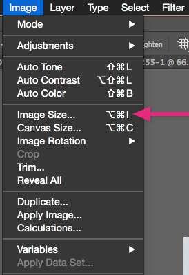 Mac looks like this: In this Image Size dialogue box