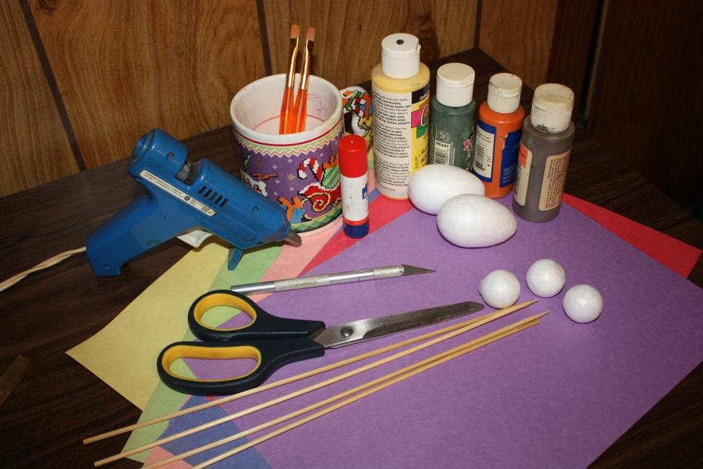 Materials Needed 1. Construction paper of various colours 2. Styrofoam eggs and ball shapes. I used 2 eggs and 1 balls, but you can use what size you would like.