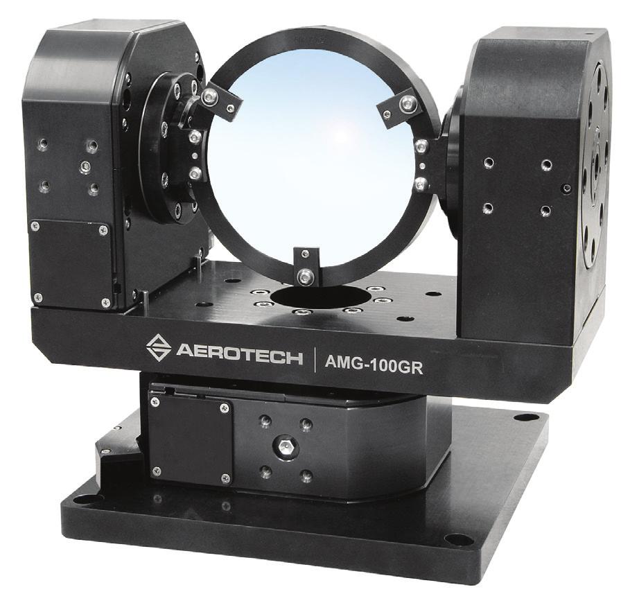 AMG-GR Series Gear-Driven Gimbals Economical, high-accuracy, two-axis gimbal design Travels from 90 degrees to continuous rotation available Circular (100 to 300 mm) and custom cells available Front