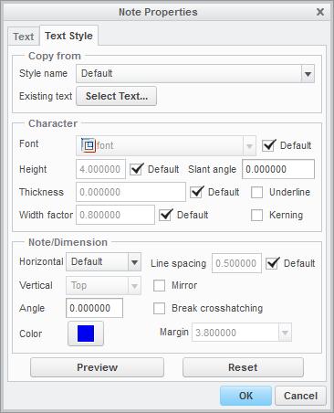 You can edit the text in the Text tab in the Note Properties dialog box. Click on the Text Style tab to see other parameters you can change.