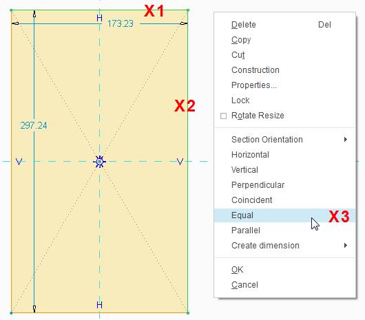 Sketches are controlled by two types of parametric constraints. Dimension constraints allow you to alter sizes. Later you will use dimensions to define the size of this rectangle.