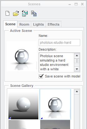7. Applying a scene: Click on Scene to open the Scenes dialog box.