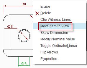 2. Moving dimensions: Click away from the model views to cancel any selections. Click to select the text for one of the dimensions. The text will turn green to show it is selected.