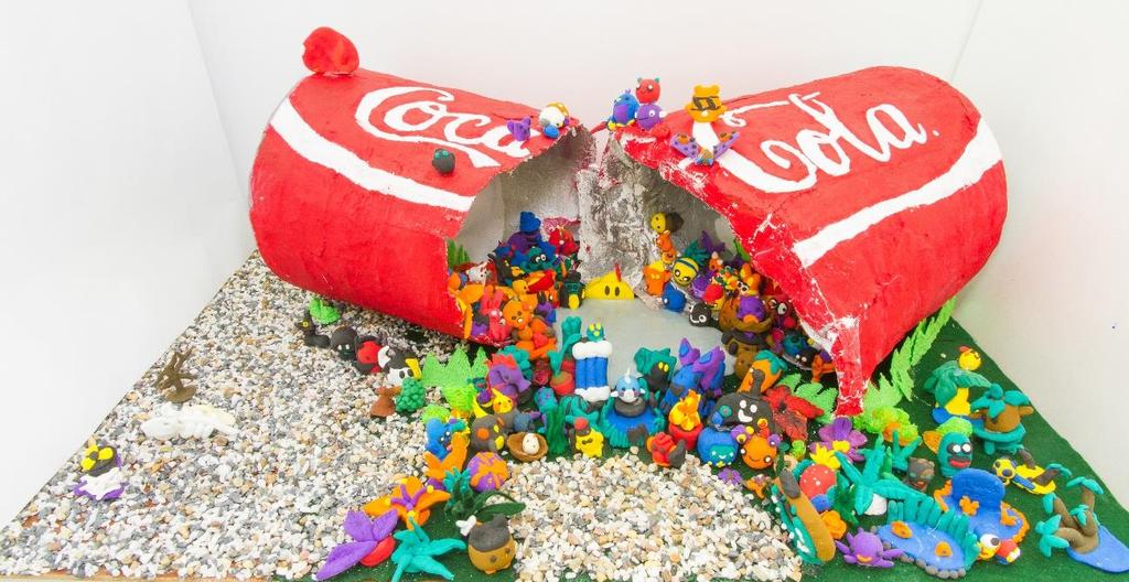 Some stayed on a specific route and others loved to roam. Populous Populous is a sculpture of an upsized Coca-Cola can that is populated by many little creatures.