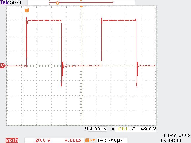 4.1.4 Testing with a Resistive Load The forward converter test platform was tested using a 100 Ω resistive load and a 60 V DC bus. The converter s output voltage (V out in Figure 4.