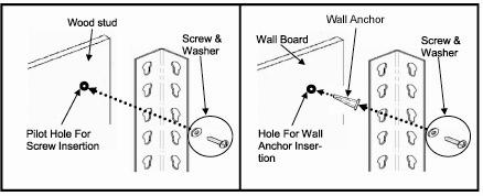 See instructions for installing anchor hardware. Anchor Hardware Instructions Wood Stud Installation- Drill an applicable small pilot hole even with the hole of the post into the wood stud.