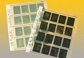 ) 2510: Glassine 100 sheets 2515: Glassine 25 sheets 2530: Acetate 100 sheets 2535: Acetate 25 sheets For 40 35mm negatives. 10 strips each 4 negatives. Dimensions: approx. 260 x 315 mm (10.