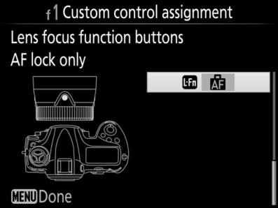 S Lens focus function buttons * * The lens focus function buttons can be used for the assigned function only when AF-L is selected with the focus function selector.