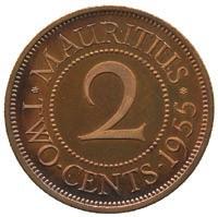 3744 Crown Colony, Elizabeth II, Bronze Proof 2-Cents, 1955 (KM