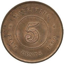 Bronze 5-Cents, 1888, die axis  Brilliant