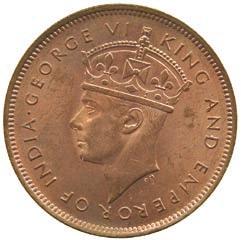 3763 Crown Colony, George VI, Bronze 5-Cents (3),