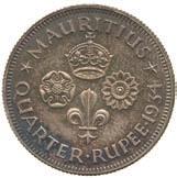 V, Silver ¼-Rupee, 1935 (KM 15).
