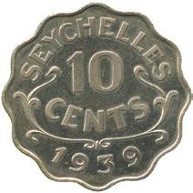 10-Cents, 25-Cents, ½-Rupee and Rupee, 1939