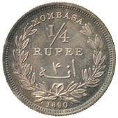 ¼-Rupee, 1890H (KM 3).
