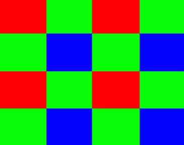 3 are CFA patterns using RB and YMC color spaces, for a 4 4 block of pixels. The individual color planes are filled in by interpolation using the sampled pixel values.