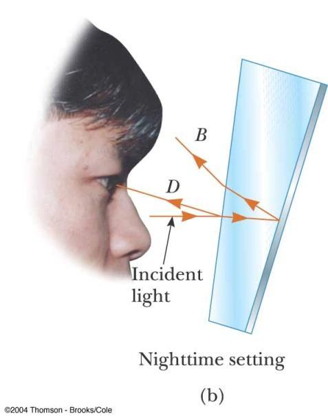 driver s eyes With the nighttime setting, the dim beam (D) of reflected