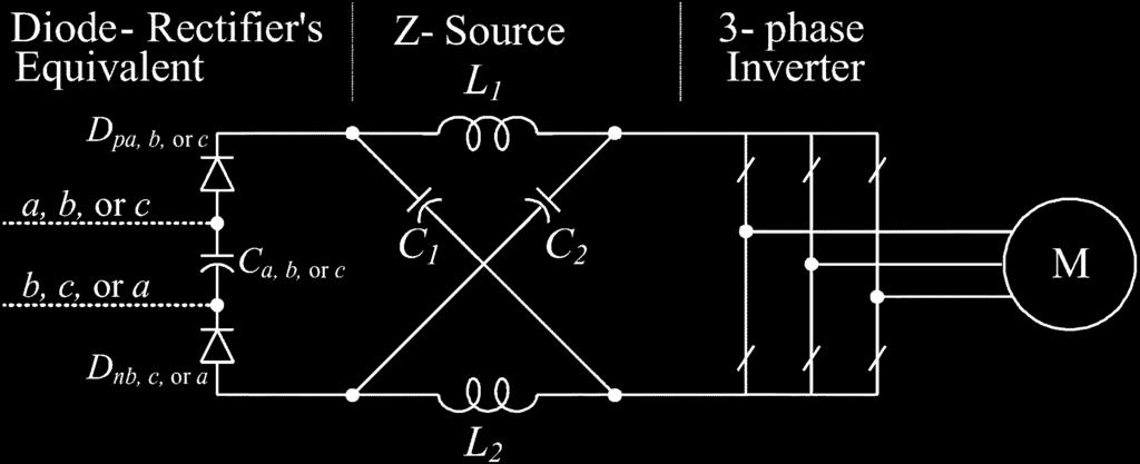 Each conduction interval is formed from a combination of one upper diode (D ;D,orD ), one lower diode (D ;D,orD ), and one capacitor (C ;C,orC ). II. Z-SOURCE ASD SYSTEM Fig.