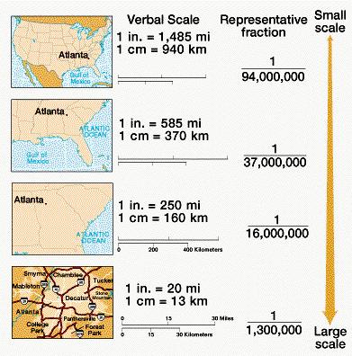 The ruler below shows that 2 inches on the map (at the size shown) corresponds to 5 miles of real distance.