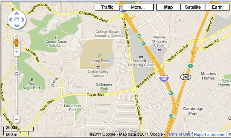 Free Pre-Algebra Lesson 37! page 9 8. A Google map showing part of Pleasant Hill, California. The map scale is in the lower left hand corner. a.