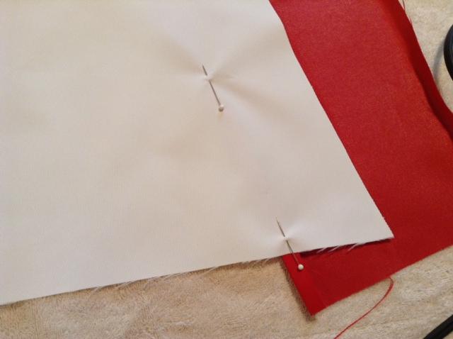 Bottom Border: First Sewing Step: Sew reinforcing triangle to flag around all three sides. The side that won t be covered by borders should be sewn close to edge of fabric. Zigzag stitch is best.
