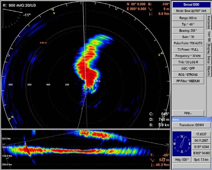 At 30 khz, no other sonars can interfer with the performance of this sonar, even with mulitple similar sonars were