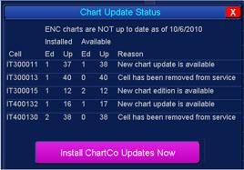 In conjunction with the ChartCo update service, the status of all cells can be automatically displayed and any required updates applied.