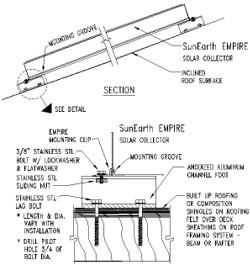 Standoff Mounting Standoff mounting is the simplest and most cost effective way to install SunEarth solar collectors on sloped roof surfaces.