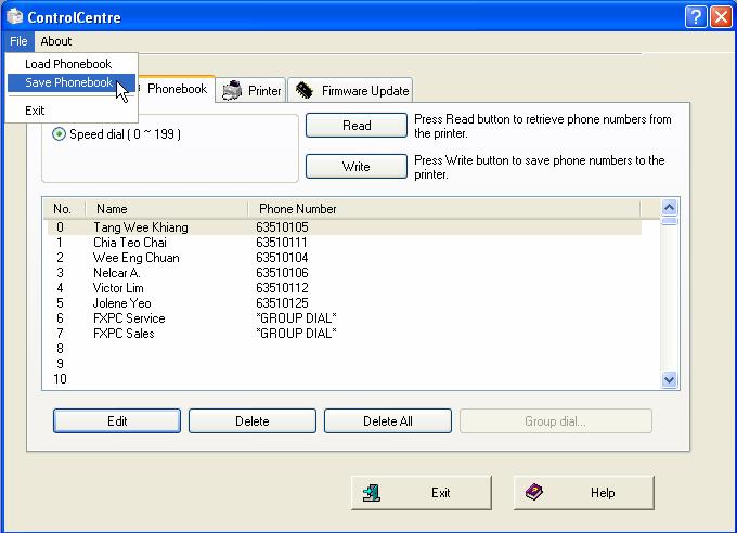 Fax Phone Book Backup (1) By using