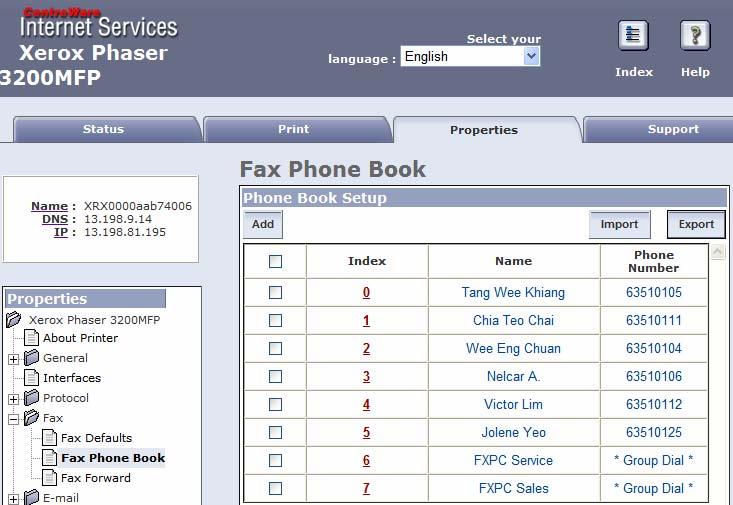 Fax Phone Book Backup (continued.