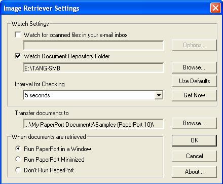 Image Retriever 6 Dùng để theo dõi tất cả các file quét từ máy scan được đưa vào các thư mục định sẵn trên