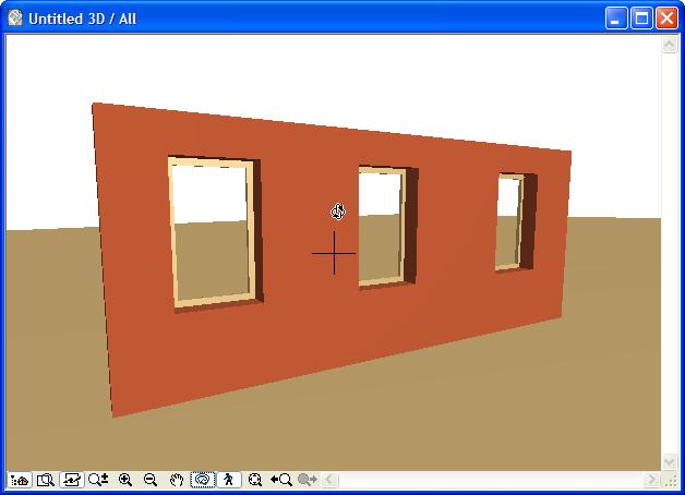 User Interface and Navigation If the 3D Window shows the model in such a way that the crosshair is not on any model surface, ArchiCAD will calculate the geometric middle point of the complete model