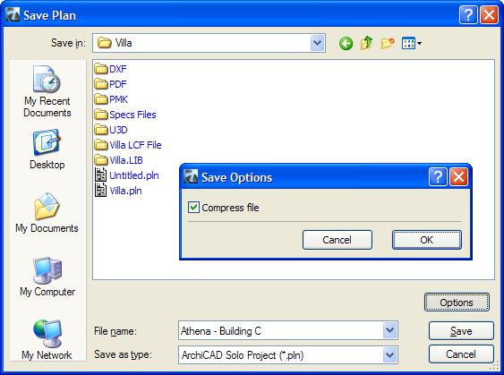 Miscellaneous MISCELLANEOUS Project File Compression When saving ArchiCAD Project Files, you now have the option of saving them files with ZIP compression.
