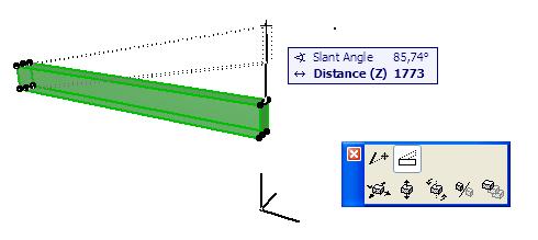 Graphical Editing of the Model: New Techniques Editing Beams For a Beam, use the Modify Angle to change the height of one end of the Beam and thereby convert it to an inclined Beam.