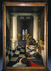 The perspective is accurate only from one POV Vermeer and others created perspective boxes where a picture, when viewed through viewing hole, had correct perspective Vermeer on the