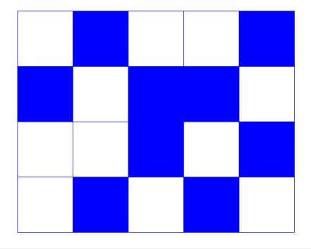 area of the shaded parts? Do the shaded tiles represent more or less than half of the area of the rectangle?