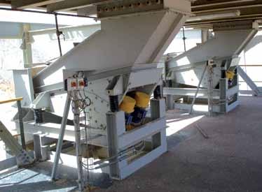 Osborn Pan Feeders (Volumetric Feeders) Vibrating Feeders Types of Drive Mechanism The main feature of this feeder is the low power consumption, low noise and little maintenance required.
