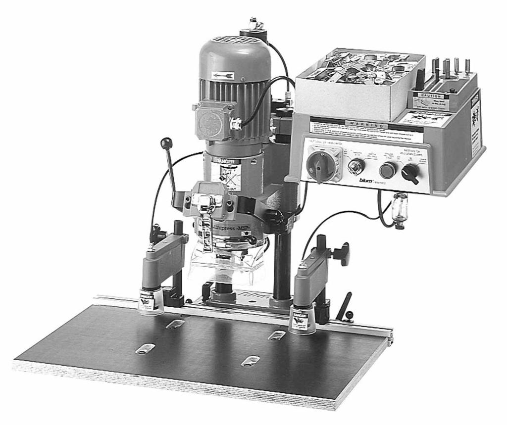 MINIPRESS Specifications MINIPRESS includes: - Center ruler - Work table - (2) narrow ruler stops - (1) insertion ram (of your choice, see page 11) - (2) fixed drilling depth stops - Tool kit
