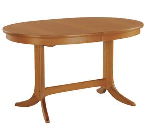 TEAK 2104 Large Oval Dining Table on Pedestal Width 1500 (Extends to) 2030 Depth 1000 Deep-rimmed table top with