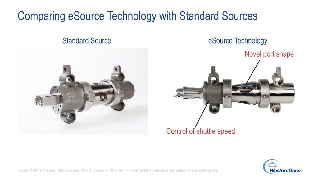 Here is a comparison between a standard source (left) and esource technology (right).