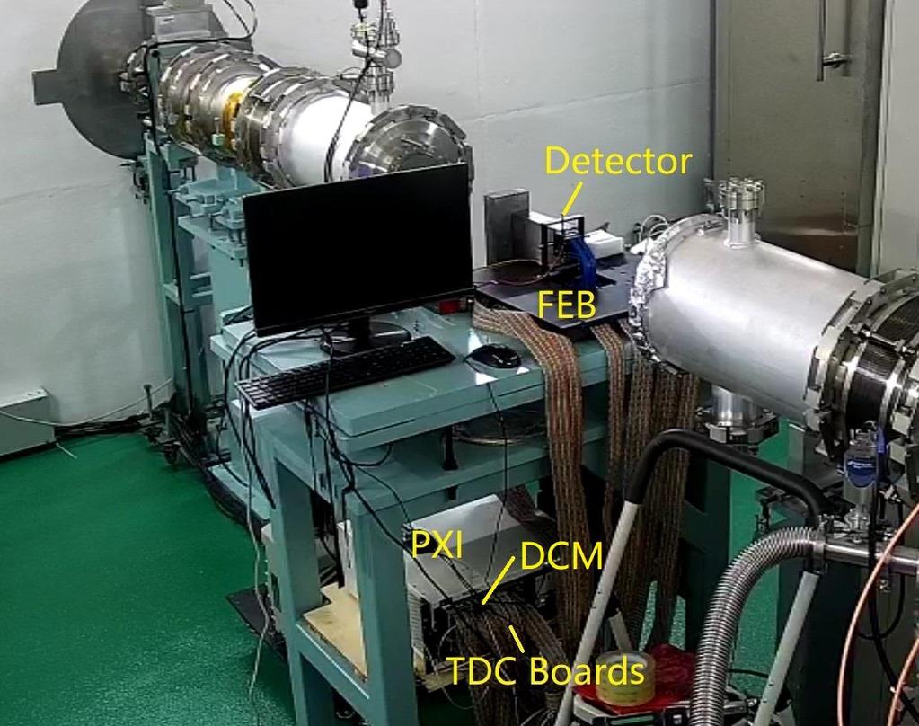 The signal generator outputs two pulse signals, one as the start signal and the other as the stop signal, to the TDC board.