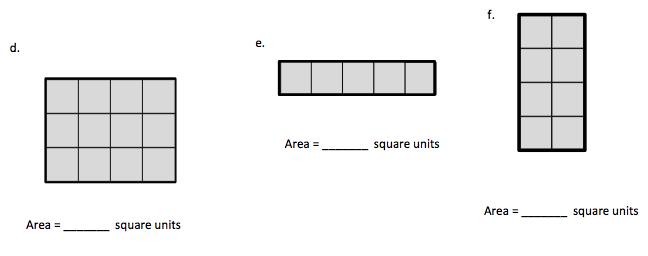Count to find the area of each rectangle.