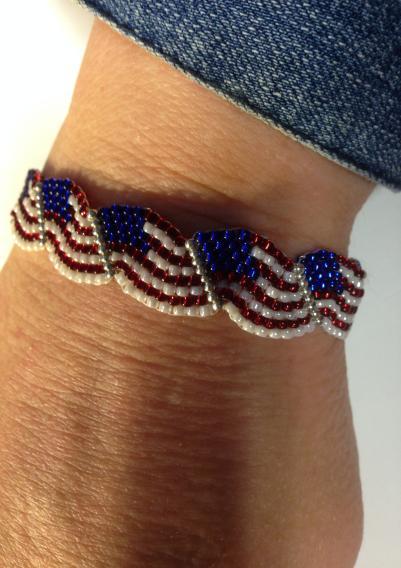 Saturday Morning Class Flag Bracelet - This is not an original pattern of mine but one that I have been given permission by original designer Pam Donlan of PJ s Beads & Boutique.