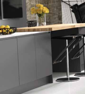 The integrated handle delivers beautifully clean lines to create an ultra modern kitchen.