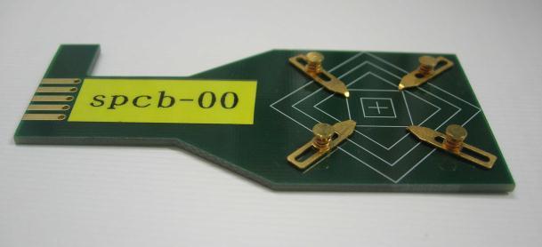5mm thick with square shape and from 5mm up to 20mm on a side: The SPCB-11, -12, & -13 Spring Clip Sample Mounting Board are for samples from 15mm to 30mm on a side.