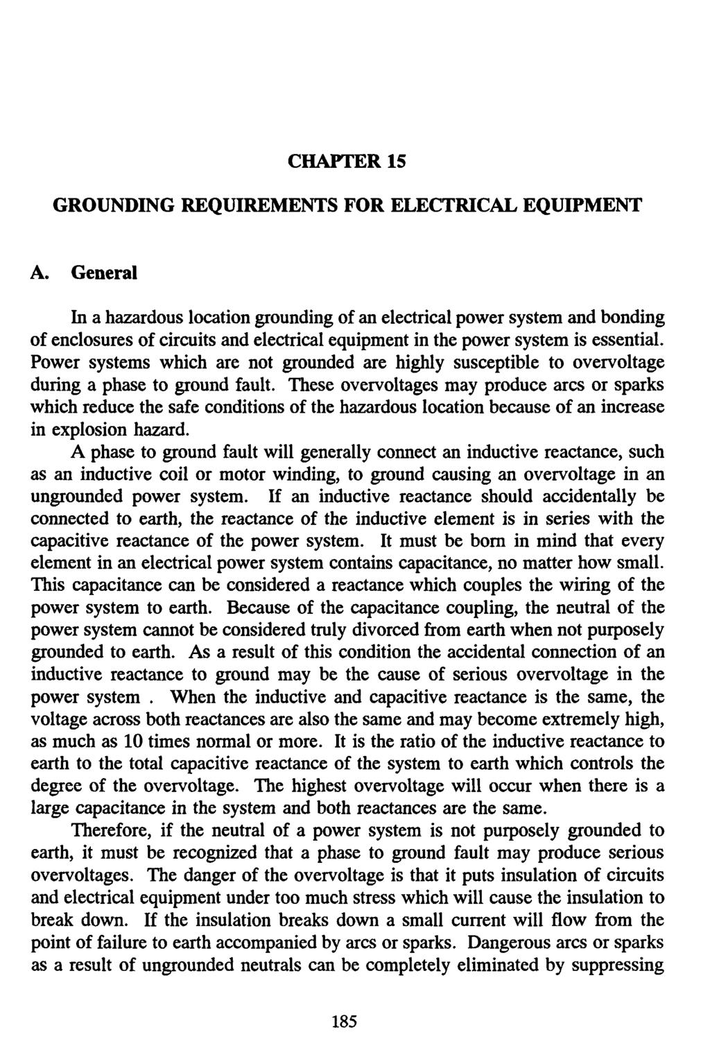CHAPTER 15 GROUNDING REQUIREMENTS FOR ELECTRICAL EQUIPMENT A.