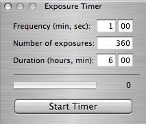 Exposure Timer The Exposure Timer allows you to take quick images of the same section of the sky at regular intervals over an extended period of time.