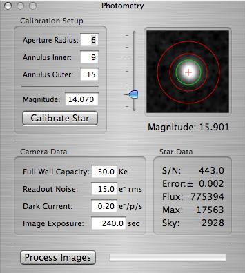 Photometry The Photometry panel (View menu) allows you to determine the magnitude of variable stars, nova, minor planets and comets in your images.