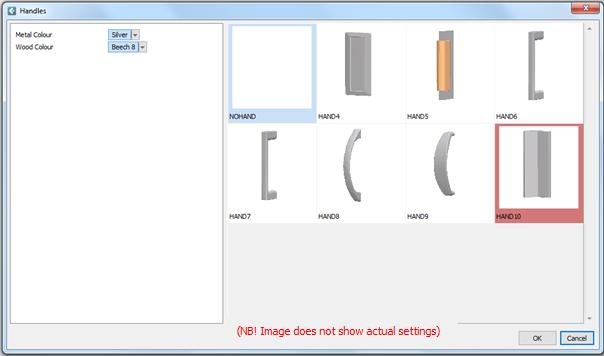Handles Are available in a browser with pictures, here you also have colour options for the handles.
