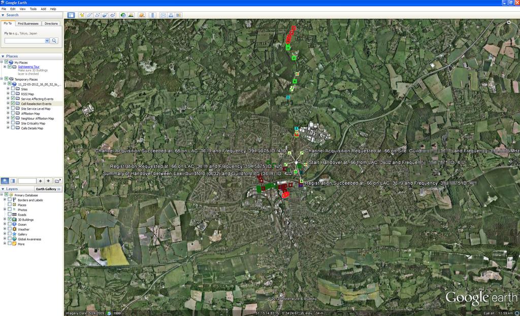 COMMERCIAL-IN-CONFIDENCE GIS Mapping TETRA Active can create Google Earth KML files for each test period.